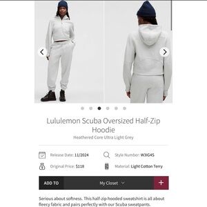 lululemon athletica  scuba oversized half-zip hoodie
